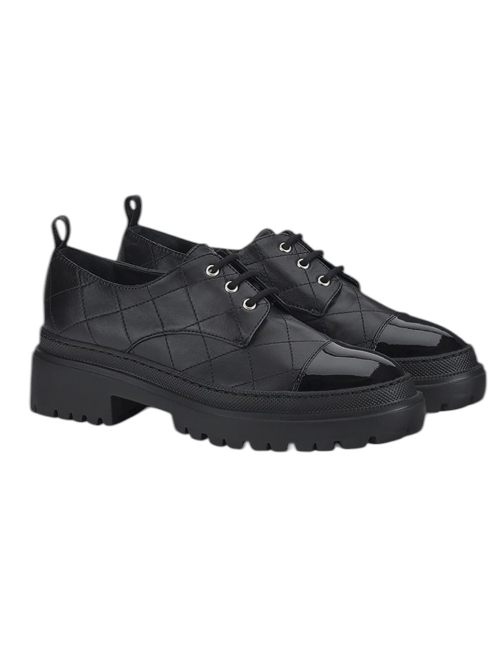AGL Mary Quilted Lace-Up Black Shoes - EU40/US10